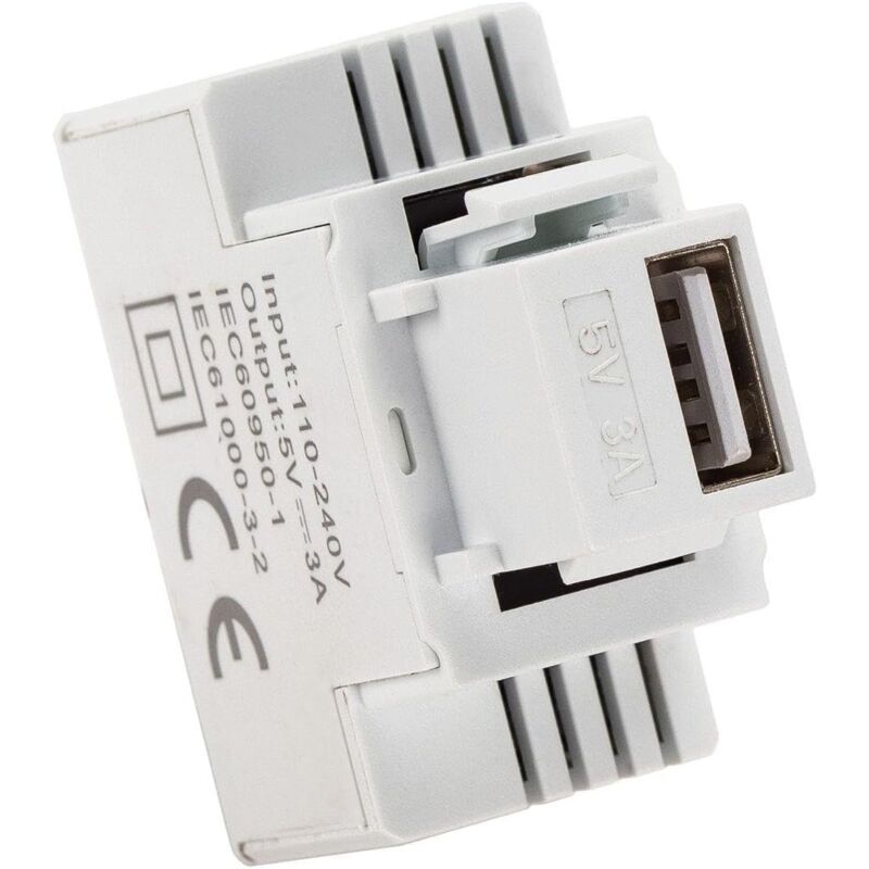 foto del prodotto alimentatore da incasso keystone presa usb-a 3a colore bianco fanton 82896