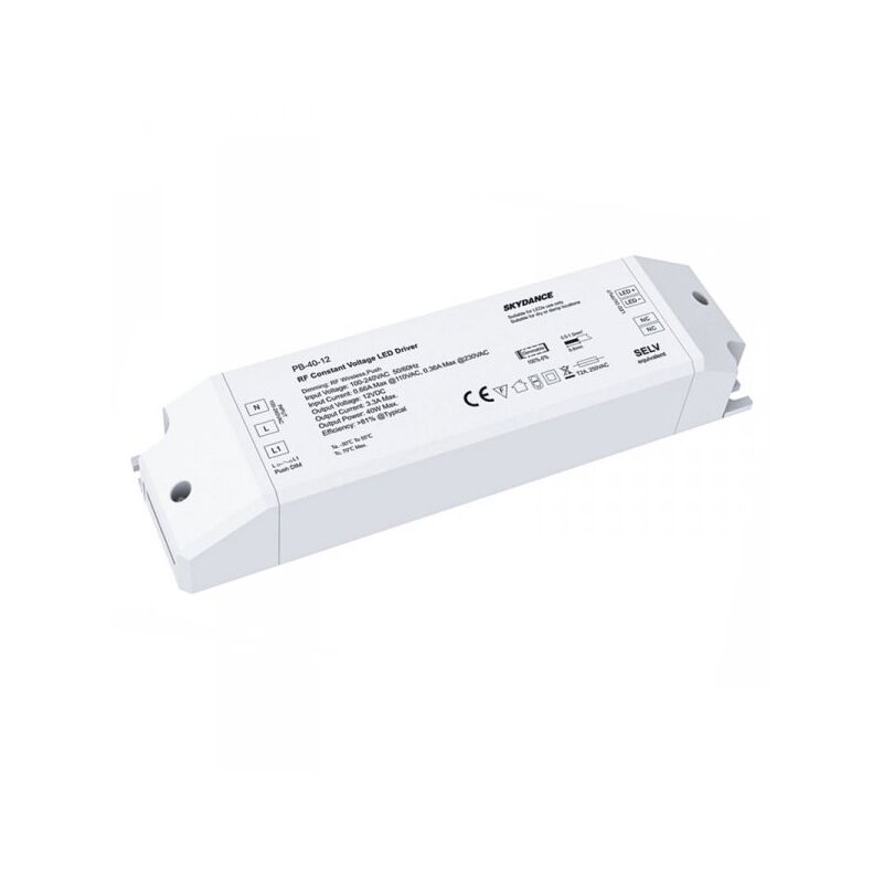 foto del prodotto alimentatore dimmerabile cv 12v 40w con pulsante n.o. e telecomando rf 2.4g per striscia led 12v pb 40 12