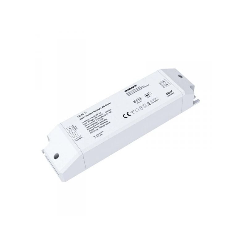 immagine 0 del prodotto alimentatore dimmerabile cv 12v 40w triac elv pulsante n.o. varialuce su 220v per striscia led te 40 12