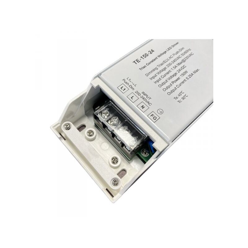 foto del prodotto alimentatore dimmerabile cv 24v 150w triac elv pulsante n.o. varialuce su 220v per striscia led te 150 24