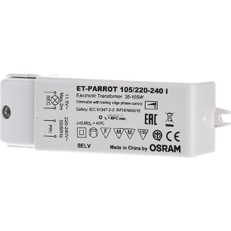 foto del prodotto alimentatore elettronico per lampade alogene et-parrot 105 220-240 i osram