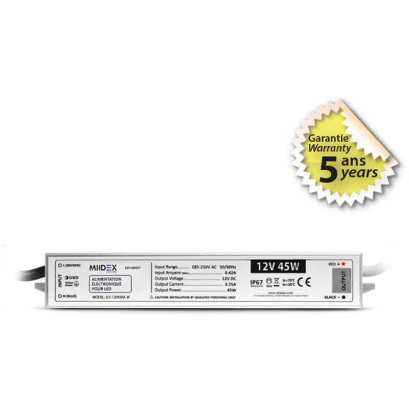 foto del prodotto alimentatore elettronico per led 40 45w 45w 12v dc 3,75a