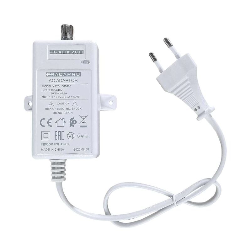 foto del prodotto alimentatore fracarro 15v 0.8a connettore f femmina bianco 287760