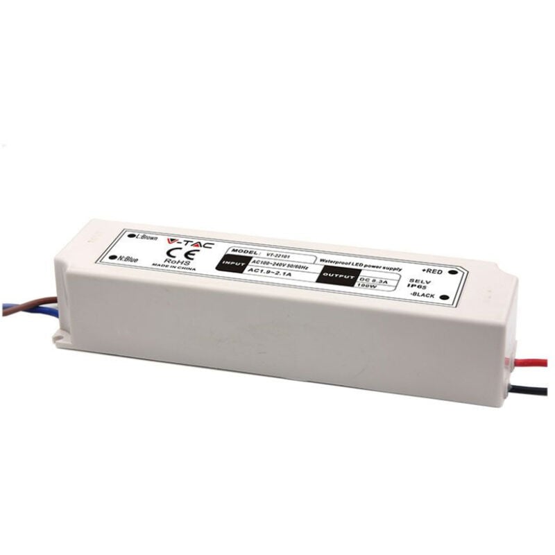 foto del prodotto alimentatore in plastica 100w 24v 4.2a 1 uscita cavi saldare 192x52x37mm ip65 v tac