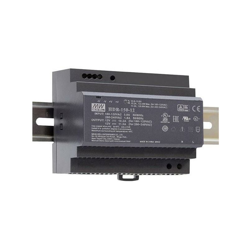 foto del prodotto alimentatore industriale da guida din uscita singola 150 w 12 v