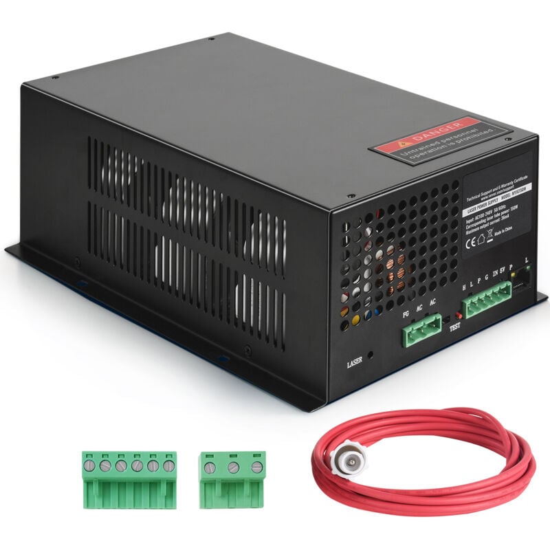 foto del prodotto alimentatore laser co2, 150 w per tubo laser, corrente costante e protezione da circuito aperto, rapida dissipazione del calore, compatibile con