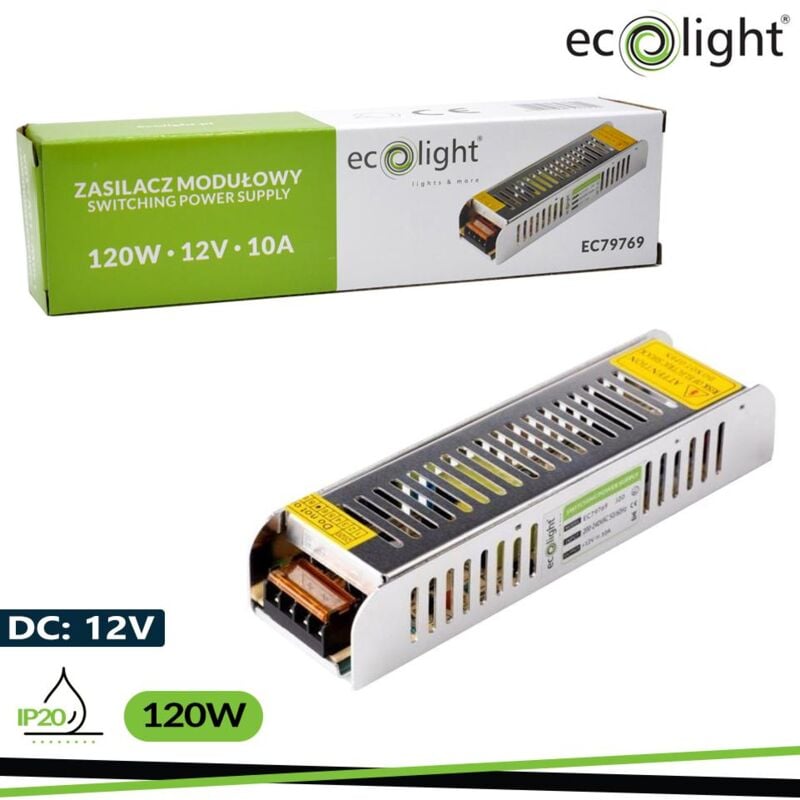 foto del prodotto alimentatore led 120w 12v 10a ip20 slim 188x46x35