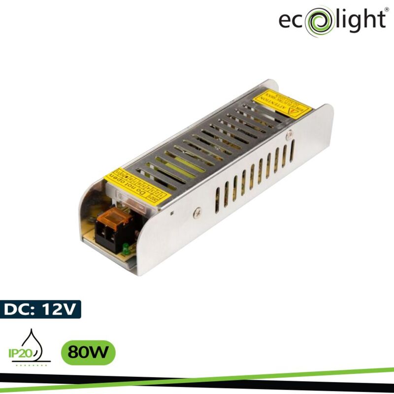 foto del prodotto alimentatore led 80w 12v 6,6a ip20 slim 160x40x32mm