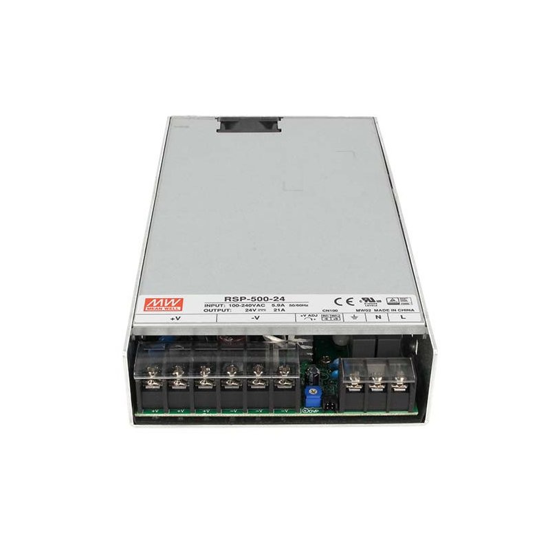 foto del prodotto alimentatore mw mean well cv trasformatore rsp-500-24 500w 24v 21a