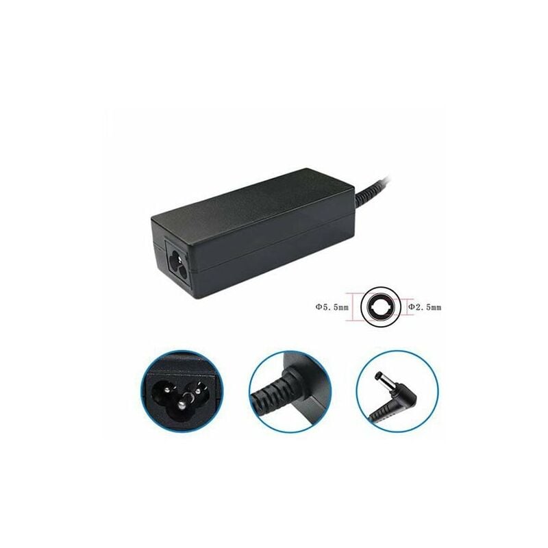 foto del prodotto alimentatore notebook 65w 19v 3,42a comp asu hp tsh tip int 2,5mm ext 5,5 mm