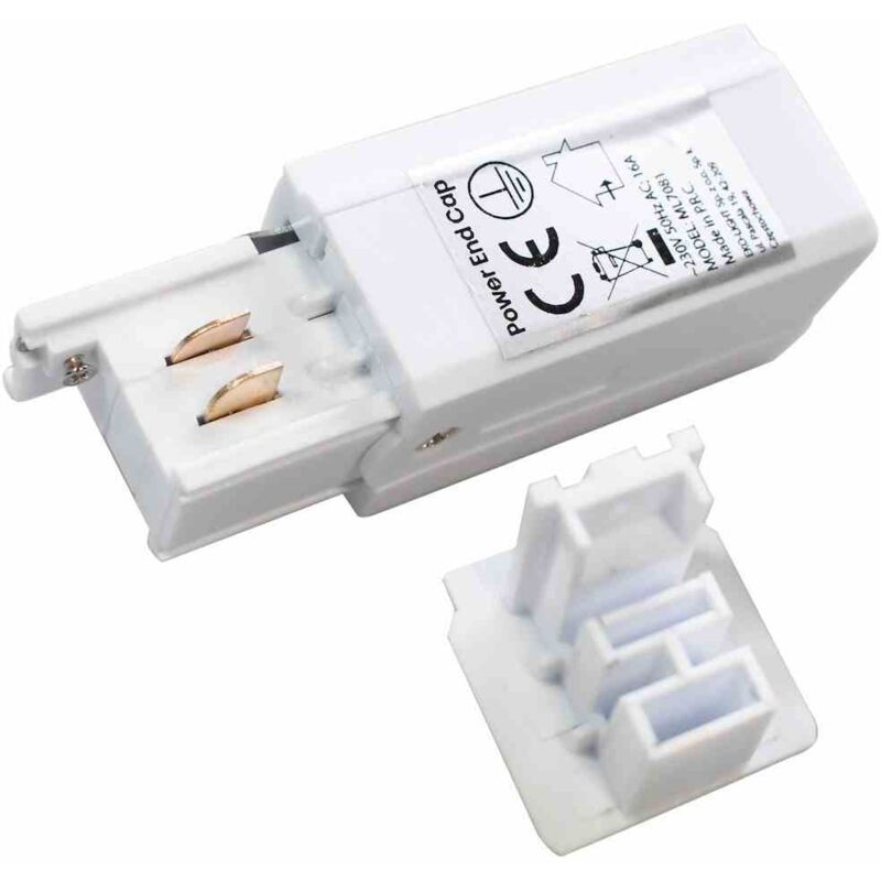 foto del prodotto alimentatore per guida luce su binario bianco a 3 circuiti