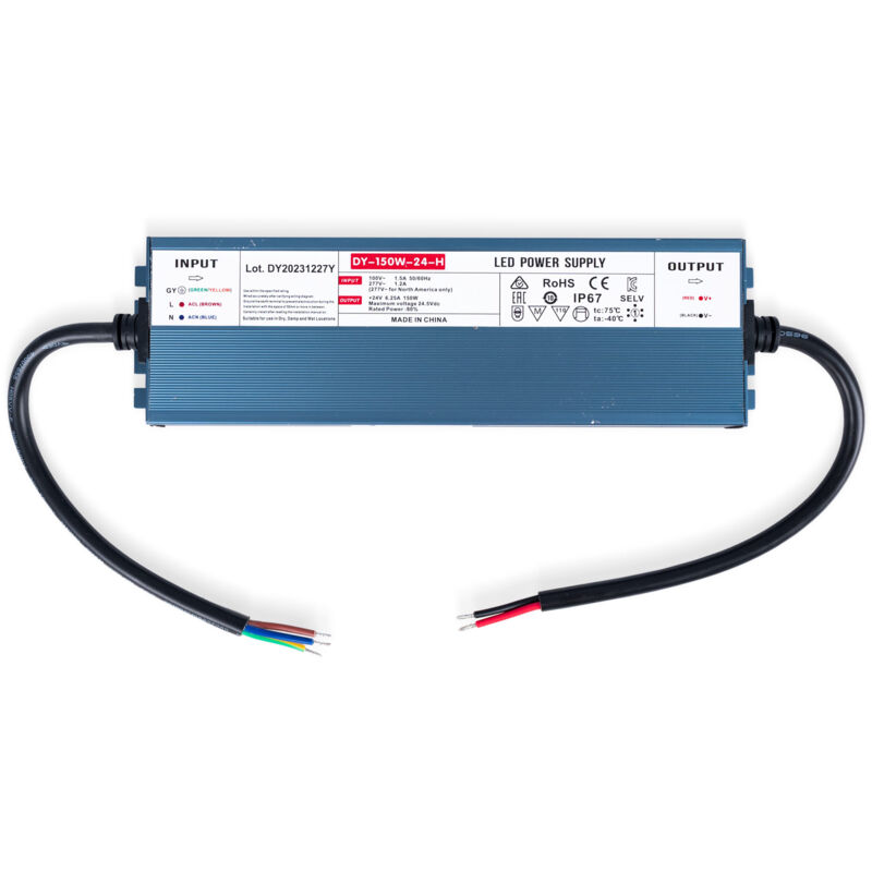foto del prodotto alimentatore slim a tenuta stagna 150w 24v 6,3a ip67