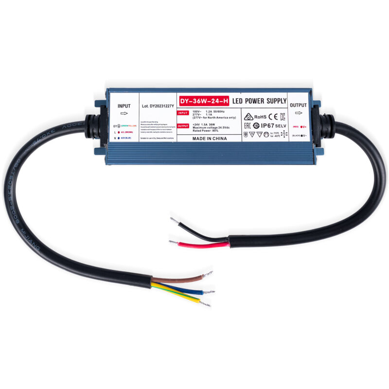 foto del prodotto alimentatore slim a tenuta stagna 36w 24v 1,5a ip67