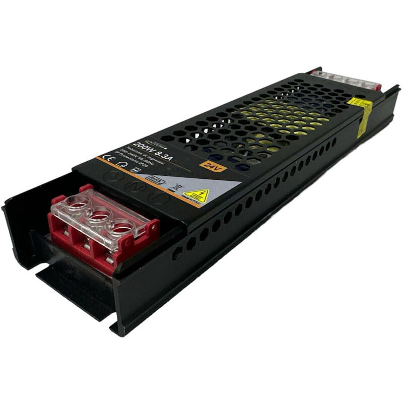 foto del prodotto alimentatore slim stabilizzato 24v 200 watt switch trasformatore 8.3 mha per videosorveglianza e led