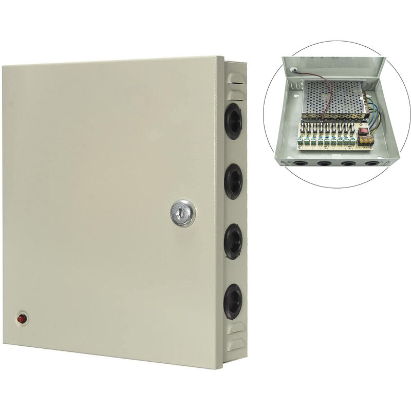 foto del prodotto alimentatore stabilizzato 12v 10a trasformatore box quadrato 9 uscite