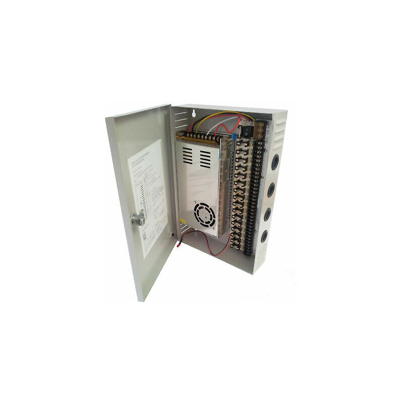 foto del prodotto alimentatore stabilizzato box quadro dc 12v 18 uscite telecamera cctv