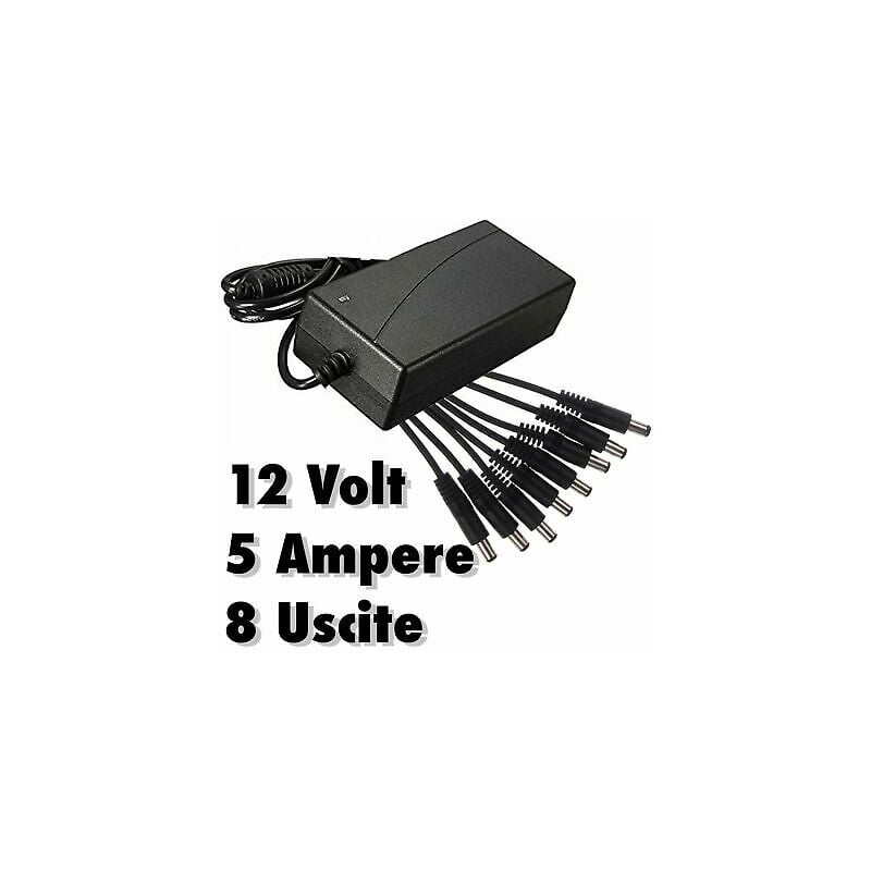 foto del prodotto alimentatore stabilizzato trasformatore 12v 5a 8 uscite telecamere dvr strisce