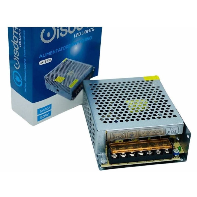 foto del prodotto alimentatore stabilizzato trasformatore switching da 10a 5v 50w 100 220v trade shop traesio