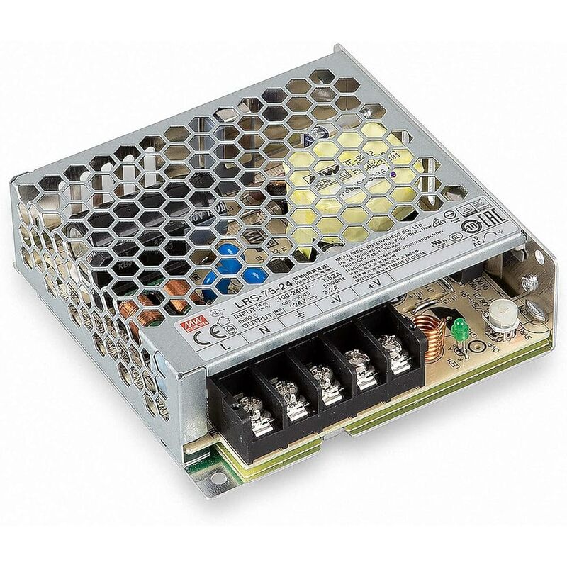 foto del prodotto alimentatore switching 75w 24vdc 3.2a singola uscita lrs 75 24 meanwell