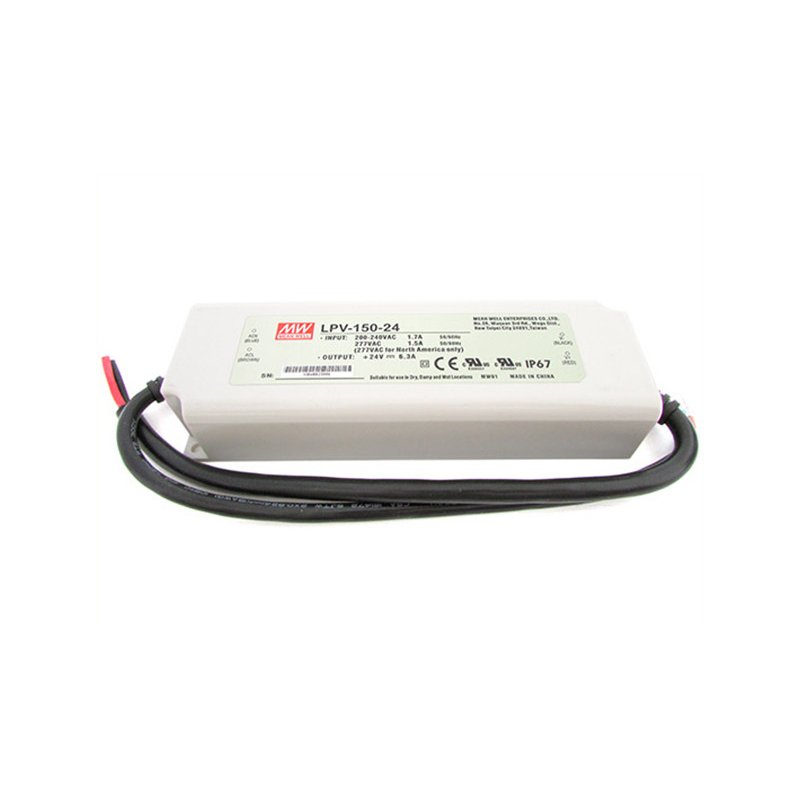foto del prodotto alimentatore trasformatore cv mw mean well impermeabile ip67 24v 150w 6,3a lpv 150 24 input 220v e 110v input 220v e 110v