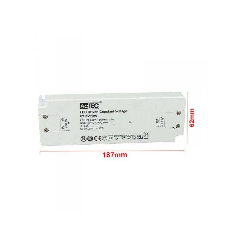 foto del prodotto alimentatore trasformatore cv slim 12v 50w 4,16a voltaggio costante 187x62x22mm