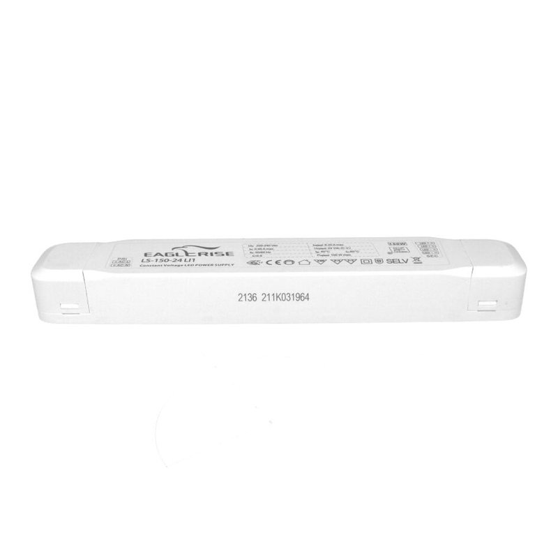 foto del prodotto alimentatore trasformatore lungo sottile 24v 150w 6,25a con carcassa in plastica eaglerise ls 150 24 li