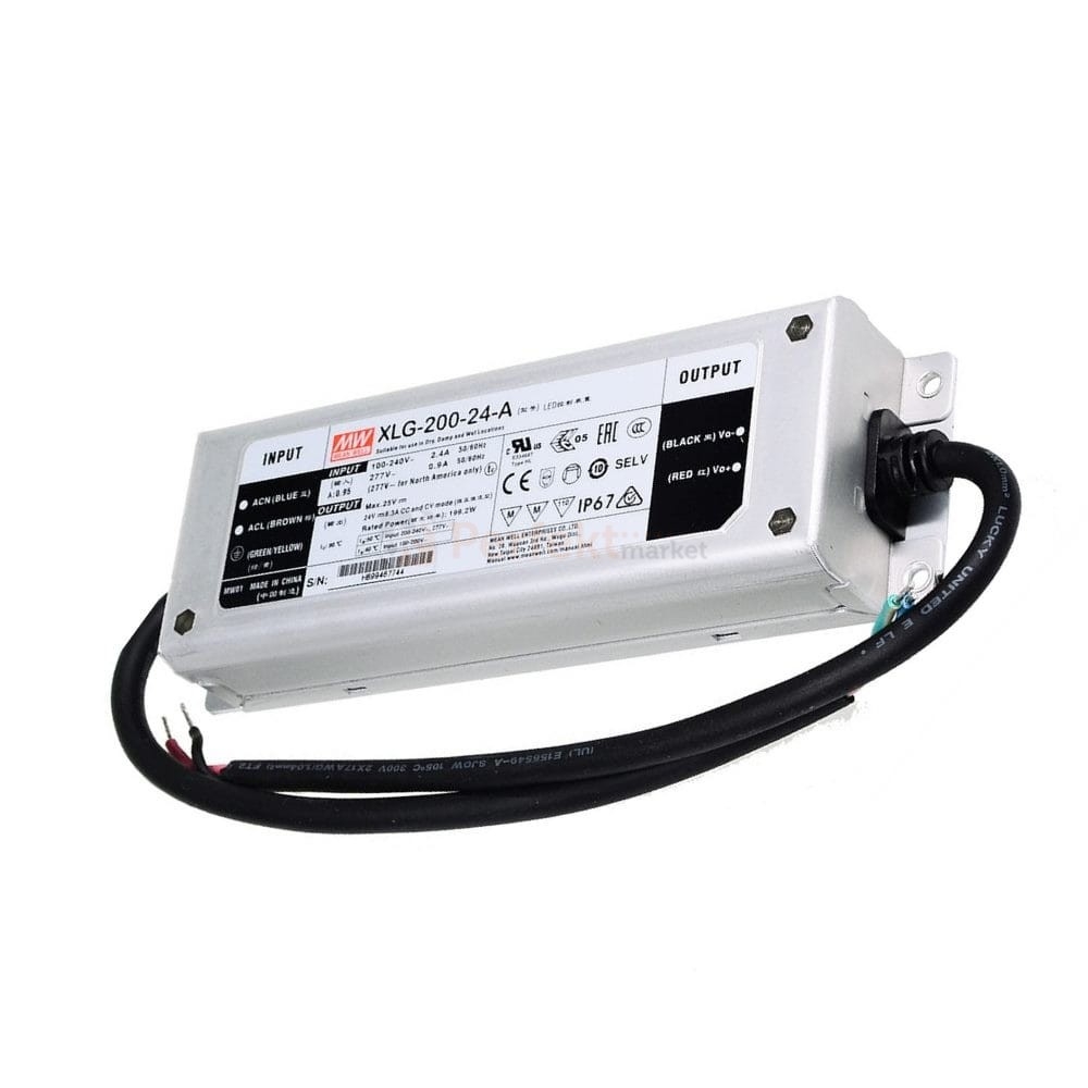 foto del prodotto alimentatore trasformatore mean well 200w 24v ip67 xlg 200 24a impermeabile