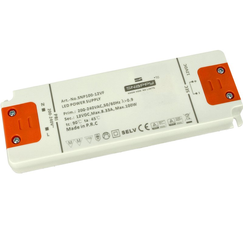 foto del prodotto alimentatore trasformatore slim 12v 100w 8,33a 17mm snappy snp100-12vf