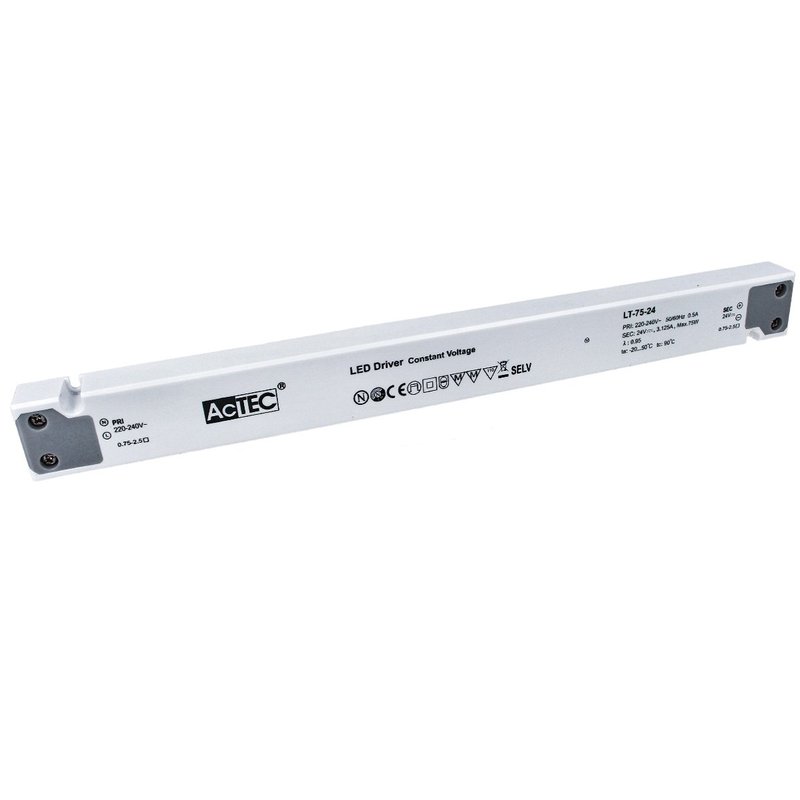 foto del prodotto alimentatore ultra slim sottile 75w 24v trasformatore cv per striscia led in profilato alluminio