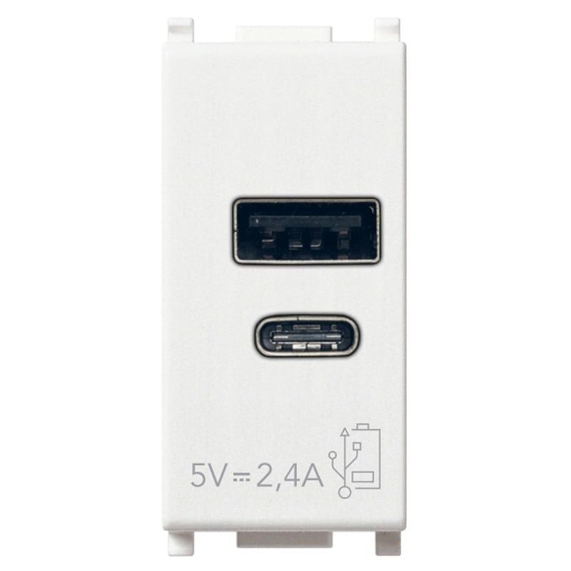 foto del prodotto alimentatore vimar plana usb a c 5v 2,4a 1 modulo bianco 14292.ac