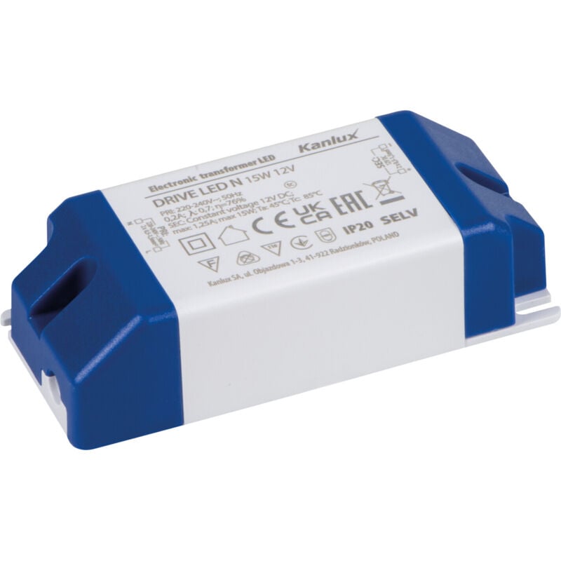 foto del prodotto alimentazione led 15w 12v compatta sicurezza bianca kanlux
