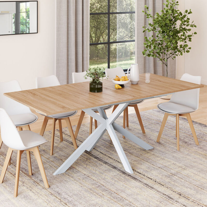 foto del prodotto alix mesa de comedor extensible 6 10 personas madera y blanco 160 200 cm