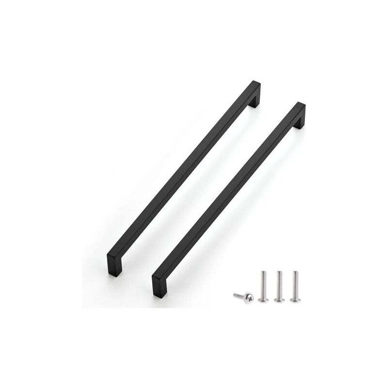 foto del prodotto all ingrosso confezione da 2 maniglie per mobili nere, interasse 288 mm, maniglie per mobili da cucina, maniglie per cassetti in acciaio