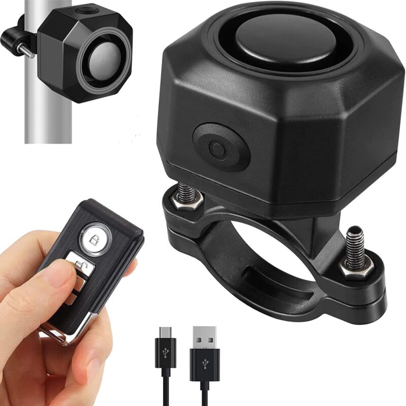 foto del prodotto allarme bici con telecomando, sensibilit regolabile, allarme antifurto per bicicletta con sensore di movimento antifurto wireless da 110 db per