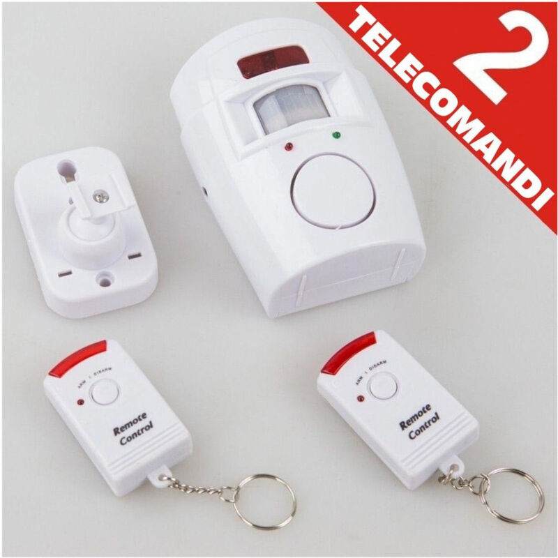 foto del prodotto allarme con sensore infrarossi 2 telecomandi 105 db raggio 6 metri casa ufficio - - trade shop traesio