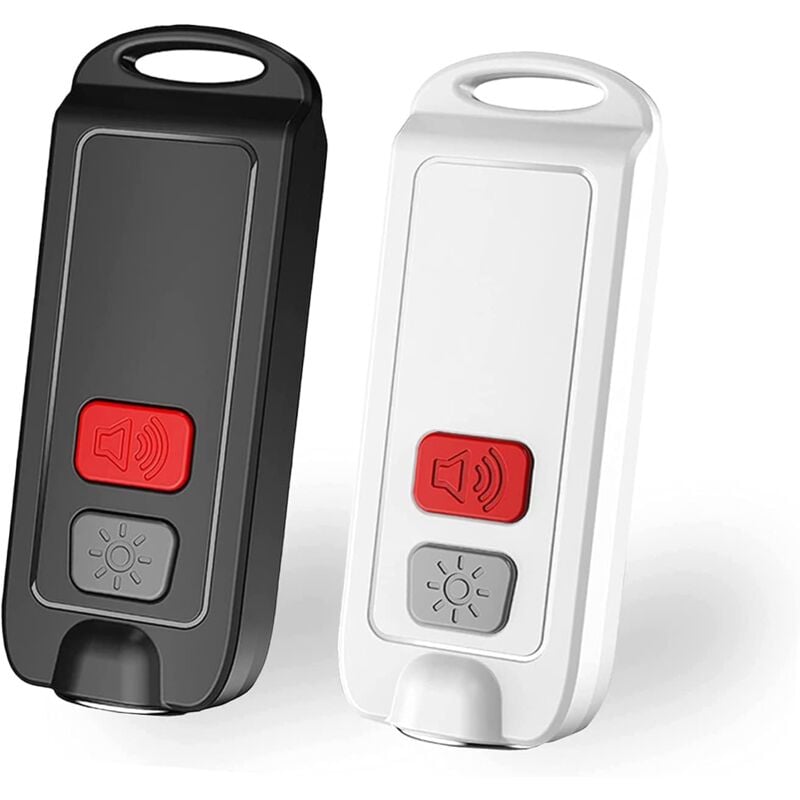 foto del prodotto allarme di sicurezza personale da 130 db, ricaricabile, con torcia a led per donne, anziani e bambini bianco e nero, confezione da 2 .