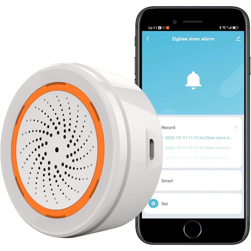 foto del prodotto allarme intelligente allarme wireless per la sicurezza e l automazione domestica, controllo tramite app, sirena di allarme stroboscopica da 90 db,