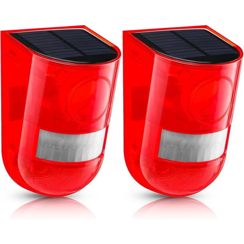 foto del prodotto allarme led solare con sensore di movimento a infrarossi, sirena da 110 db e luce stroboscopica per casa, giardino, posto auto coperto, sistema di