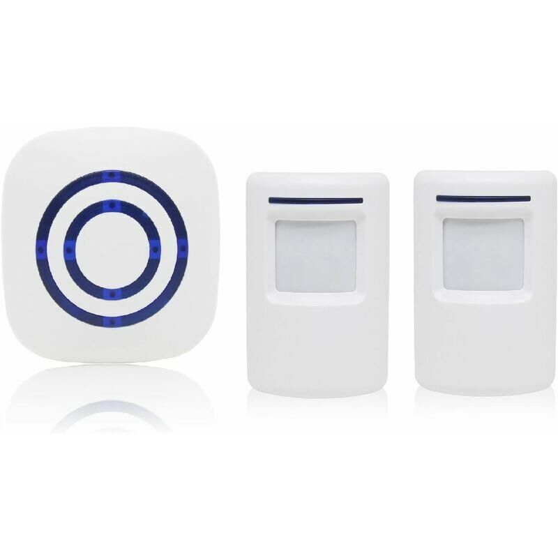 foto del prodotto allarme passaggio campanello per negozio sistema wireless con rilevatore di movimento accesso 38 suonerie portata fino a 100 m, bianco