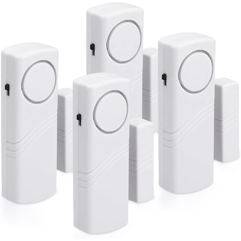 foto del prodotto allarme per porte e finestre confezione da 4 allarmi antifurto wireless sicurezza domestica contro i furti funzionamento magnetico 120 db