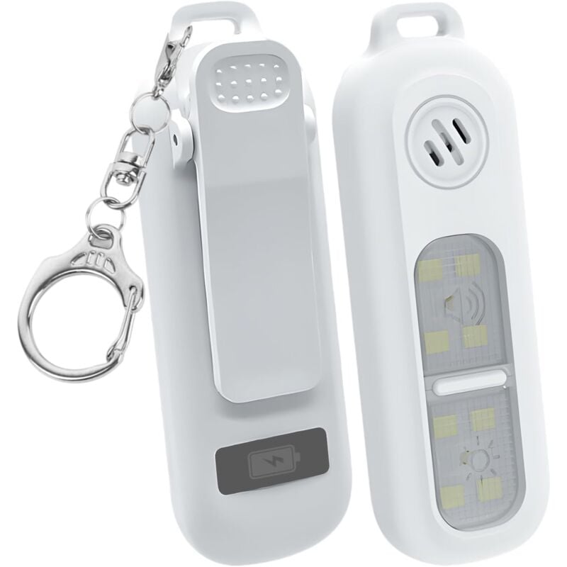 foto del prodotto allarme personale anti aggressione, allarme personale da 130 db, portachiavi, allarme di sicurezza di emergenza con luci a led, ricaricabile per