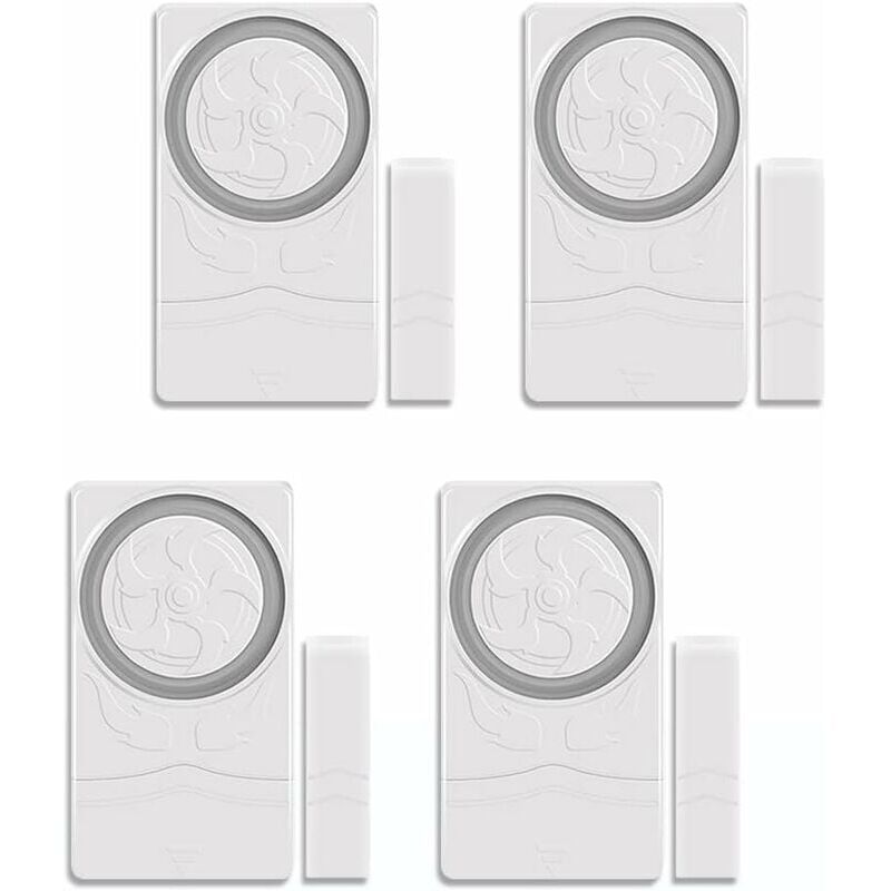 foto del prodotto allarme porta di sicurezza domestica da 4 pezzi, sensore magnetico per finestra aperta, campanello di avviso antifurto da 110 db per cassetti da