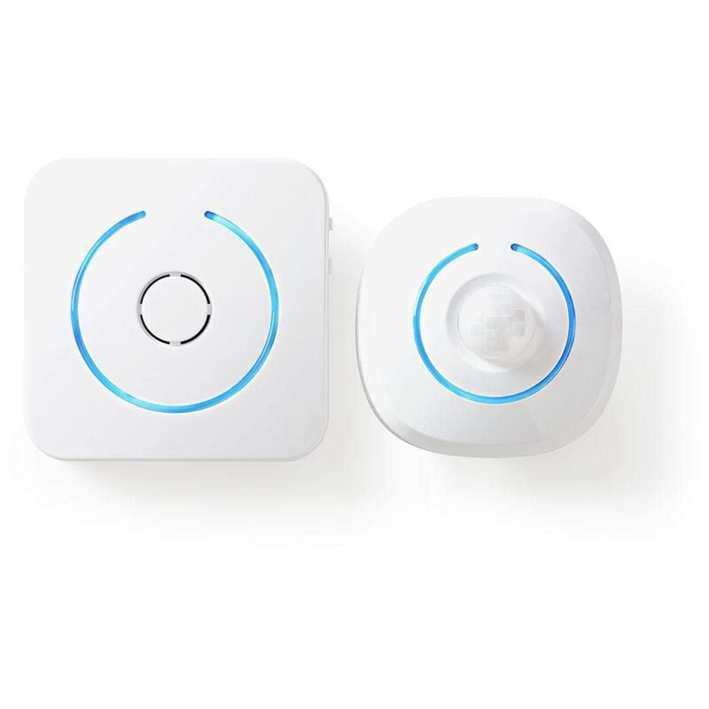 foto del prodotto allarme rilevatore di movimento alimentazione a batteria 6x aalr6 85 db portata del rilevatore 6 m parete blu bianco
