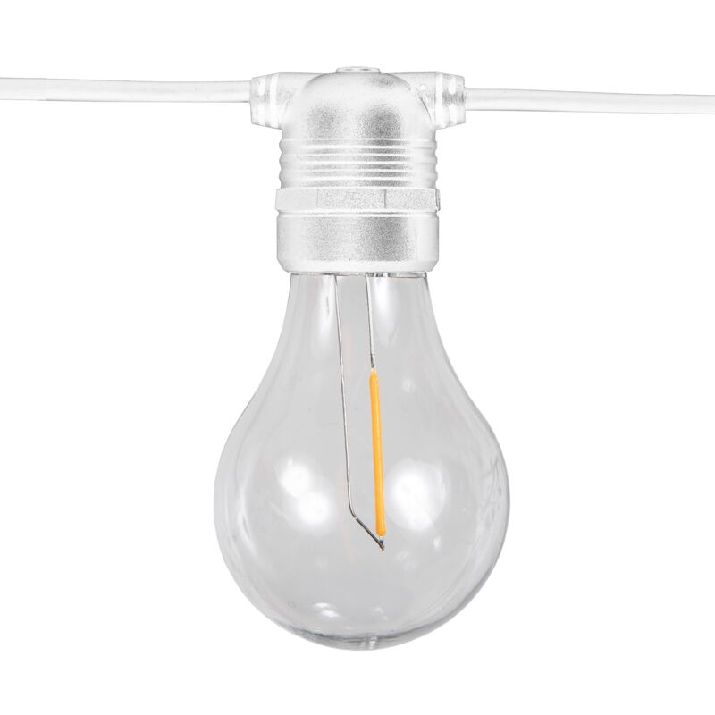 foto del prodotto allegra luce a stringa per interni ed esterni. 10 lampadine led a luce calda con carica solare e batteria ricaricabile. prodotto in spagna