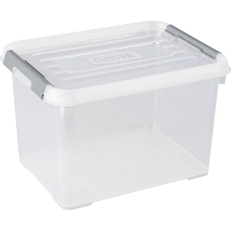 foto del prodotto allibert curver 243808 scatola di immagazzinaggio handy impilabile l x l x a 400 x 290 x 260 mm trasparente, argento 1 pz.