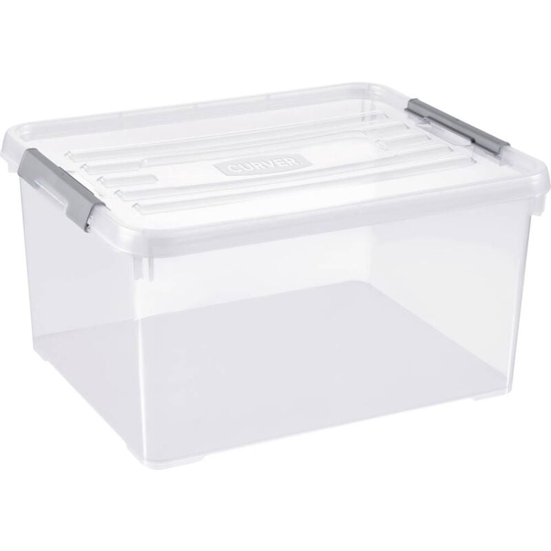 foto del prodotto allibert curver 243813 scatola di immagazzinaggio handy impilabile l x l x a 490 x 390 x 250 mm trasparente, argento 1 pz.