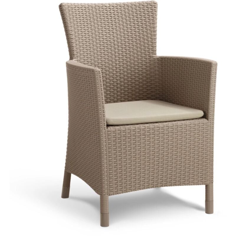foto del prodotto allibert poltrona da giardino iowa dining chair con cuscino colore cappuccino, 89x60x62 cm keter