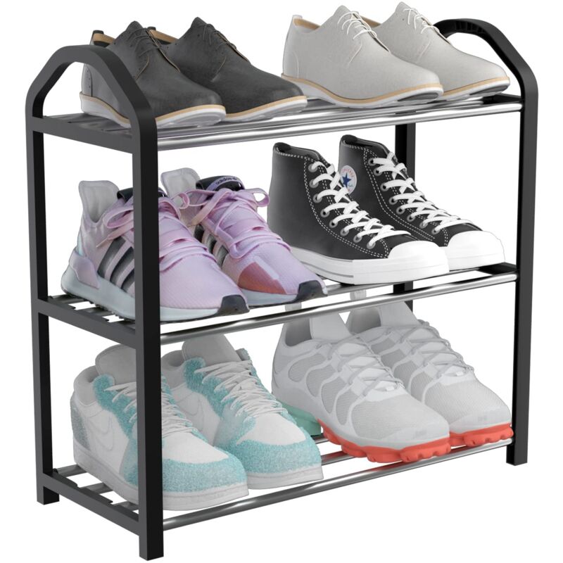 foto del prodotto allinside organizer per scarpe a 3llivelli, montaggio rapido senza bisogno di attrezzi per riporre le scarpe per l ingresso, il soggiorno e il