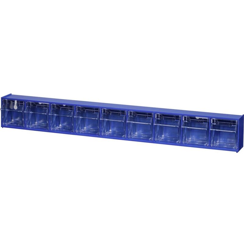 foto del prodotto allit 464450 cassettiera porta minuteria varioplus proflip 9 l x a x p 600 x 77 x 65 mm blu, trasparente 1 pz.