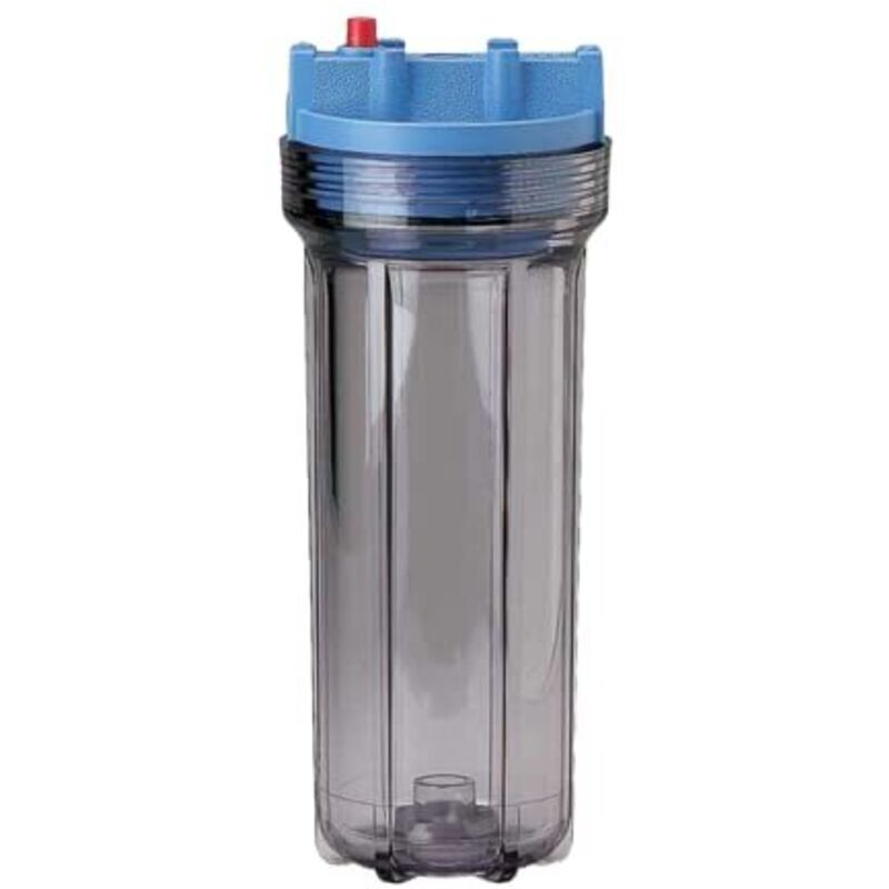 foto del prodotto alloggiamento slim line contenitore filtro acqua per cartucce standard 10 blu trasparente i o con rilascio di pressione pentair